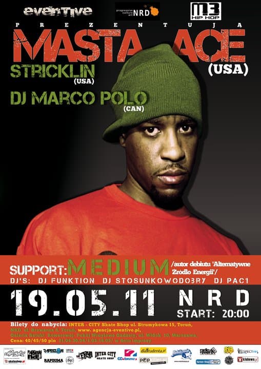 Masta Ace wraz ze Stricklinem i Marco Polo wystąpi w Toruniu